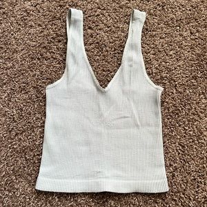 Light Blue Ribbed Cropped Tank